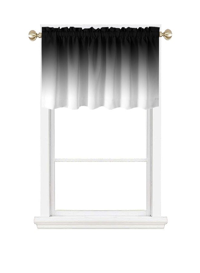 AAtter Black and Grey Kitchen Window Curtain Small Gray White Silver Ombre Dark Gradient Simple Aesthetic Art Trendy Artistic Living Room Bedroom Window Drape Treatment Valance, 52" W x 18" L, Modern - Image 2